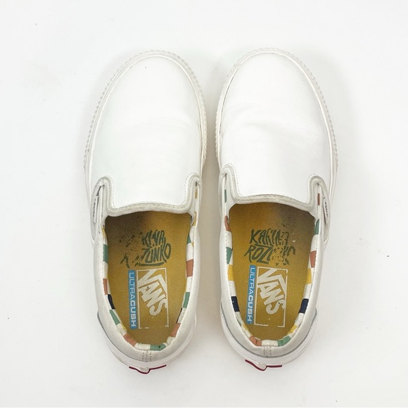 VANS x Karin Rozunko White Patent Leather Platform Slip On Sneakers Size 7.5 - Picture 6 of 10